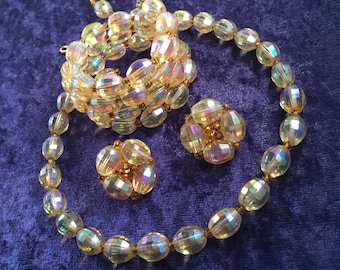 Vintage Hobé Glass Bead Parure – Choker Necklace, Bracelet & Earrings