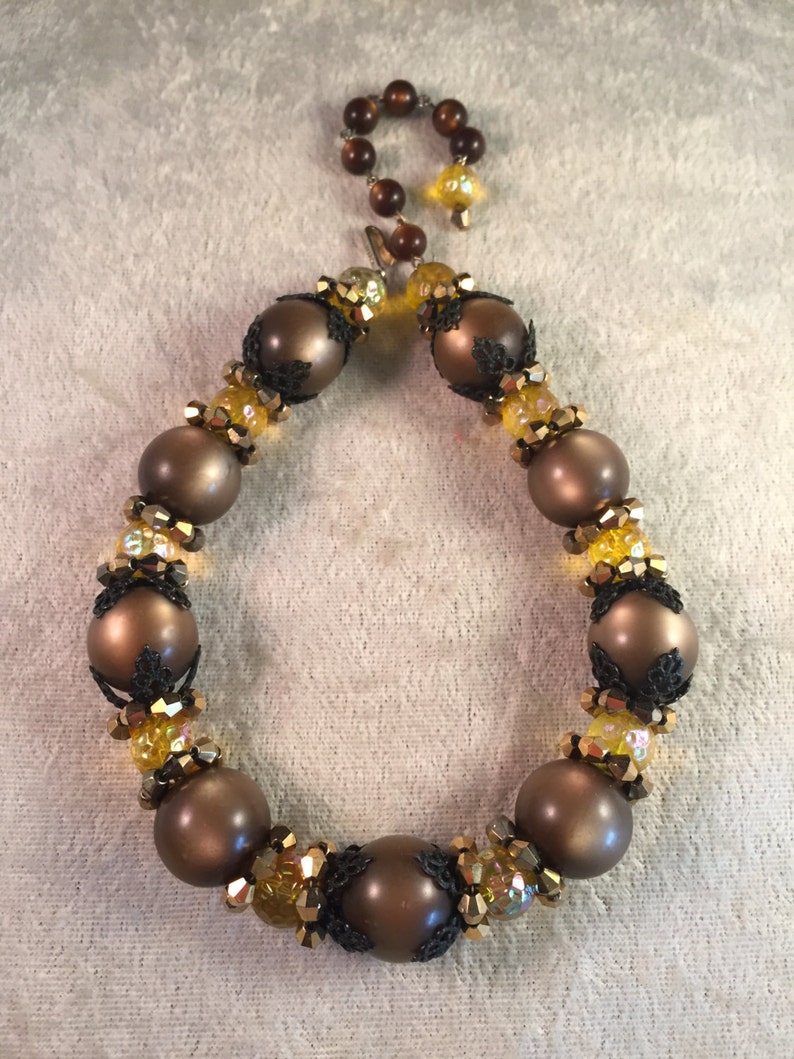 Pretty Vintage Hobé Demi Parure of Moonglow Chocolate Brown and Aurora ...