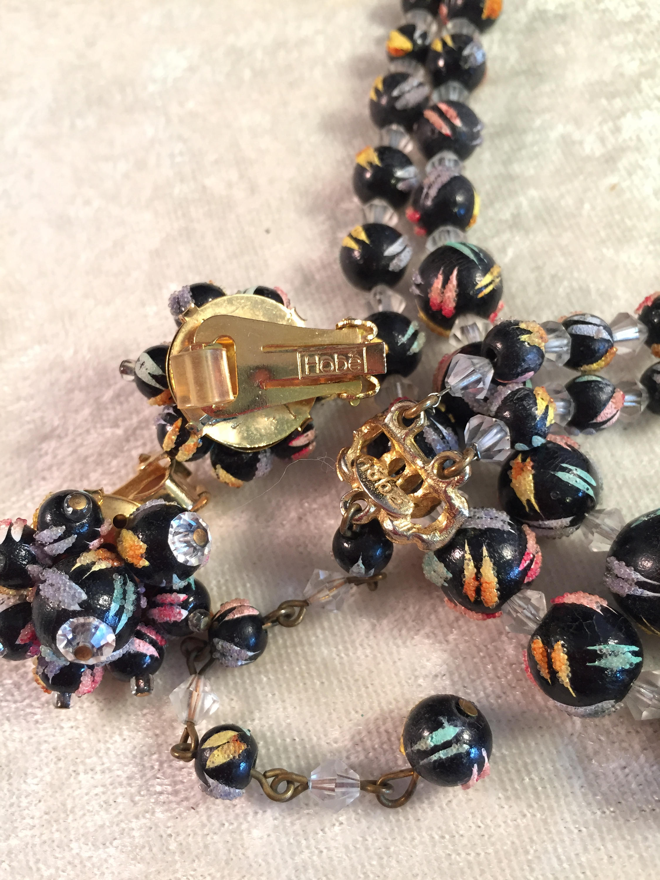 Fun Vintage Hobé 1950/1960s Black but Colorful Hand-Painted | Etsy