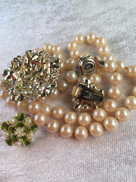 GORGEOUS Vintage Hobé Parure Pearl Necklace Earri… - image 4