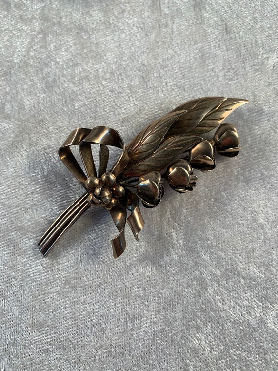 Stunning Hobé Floral Bouquet Brooch - 1940s 14K o… - image 4