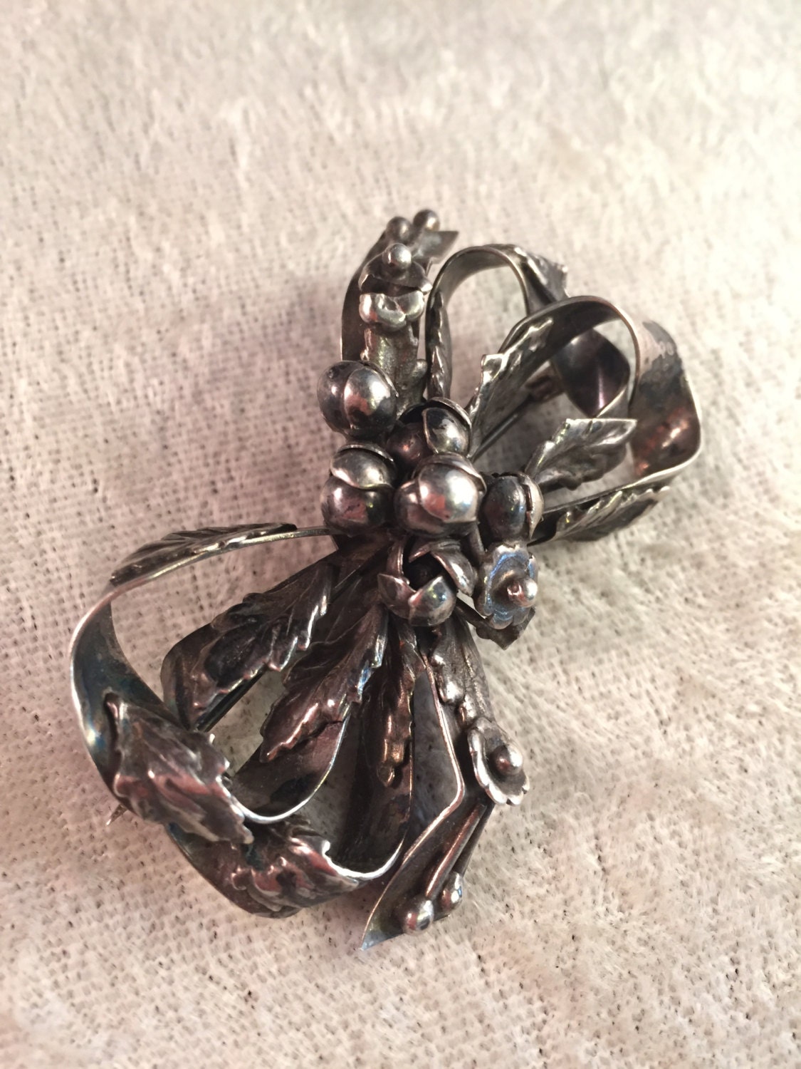 Pretty Classic Collector's 1940s Hobé Floral Bow Pin Brooch Sterling ...
