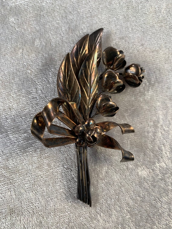 Superb Hobé Floral Bouquet Brooch - 1940s 14K ove… - image 8