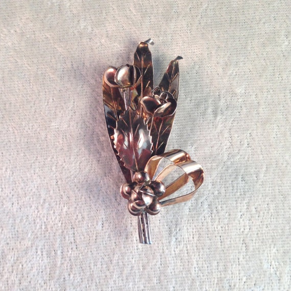 Superb Hobé Floral Bouquet Brooch Pin - 1940s Ste… - image 2