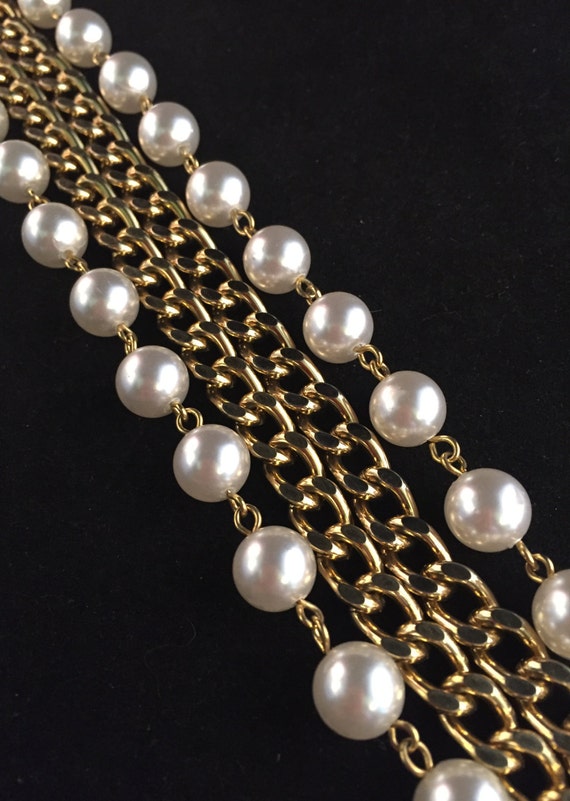 Gorgeous and Heavy Faux Pearl and Gold Multi-Chain
