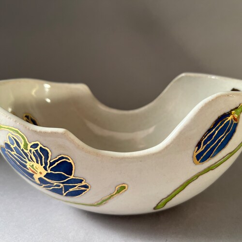 Blue shops poppy tabletop ceramic art. Surround yourself with pretty handmade decor.