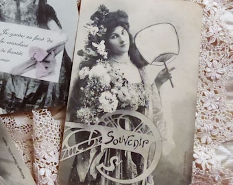 Vintage Postkarten, Frankreich 1900 - edwardianische Schönheit - antike Postkarten - Sammlerstücke - Scrapbooking - Belle epoque - Parisienne
