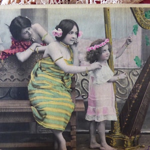 4 antique French Postcards collection "Douce Harmonie" 1905 - scrapbooking - ephemera - antique card - edwardian - collectibles - shabbychic