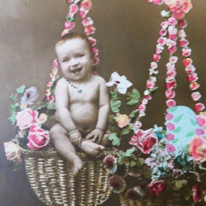Stara francuska pocztówka, pamiątki z dzieciństwa - wiktoriańskie dziecko - scrapbooking - pamiątki - zabytkowa pocztówka - edwardiańskie dziecko - przedmioty kolekcjonerskie -