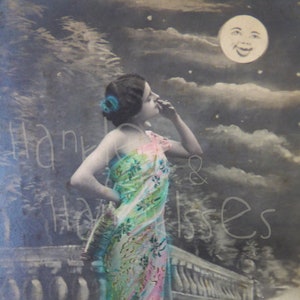 3 Antique Postcards collection L'Aubade à la Lune 1904 - scrapbooking - ephemera - antique card - edwardian - collectibles - shabbychic