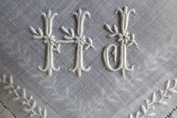 French embroided handkerchief - antique handkerch… - image 5