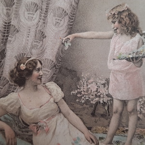 Postal antigua original. Carte postale ancienne 1900s. Cupido - belleza eduardiana - postal antigua - coleccionables - scrapbooking - francés