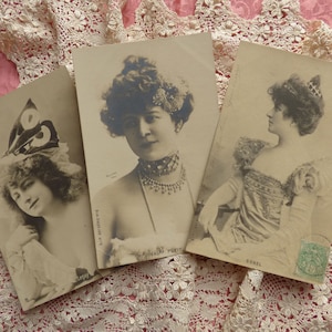 3 Cartes postales anciennes Mode des années 1900 - Music-hall français ancien - lot de cartes postales anciennes - La Belle Epoque - Valentine Petit - Legay - Sorel