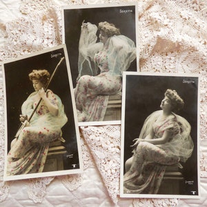 3 Antique poscards Soretta, Stebbing early 1900s - antique postcard - old postcard - collectables - cabaret - music hall - cancan - froufrou