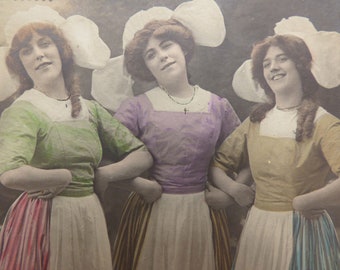 1 Antieke ansichtkaart Antieke Franse music hall 1900s Mode - antieke Franse ansichtkaart - Beauty and the Beast - Opera Singers - The Bimbettes