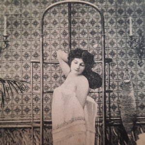 Original vintage postcard, France 1900s. Boudoir scene - edwardian beauty - antique postcard - collectibles - scrapbooking- Belle epoque