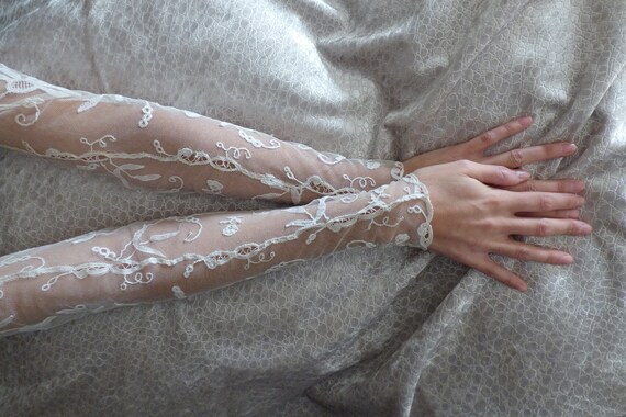 Original Edwardian lace sleeves. Belgium, 1910 - a