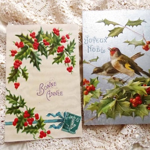 2 Antike Französische Postkarten. Viktorianischer Stil 1900s - Scrapbook - Victorian Christmas - antike Karte - edwardianisches Sammlerstück - shabbychic