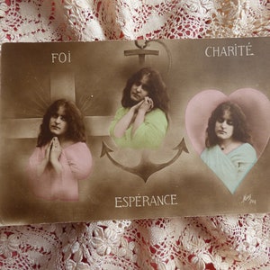 collage vintage carte postale édouardienne des années 1900 - objets de collection anciens - éphémères - carte postale vintage originale - shabbychic - brocante - peinte à la main