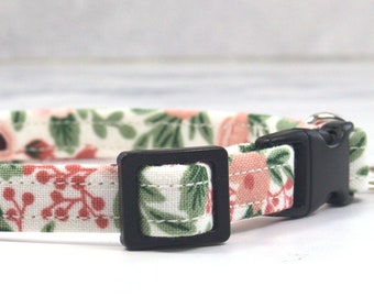 Rifle Paper, Rifle Paper Fabric, Rosa, Cat, Cat Collar, Pretty Collar, Fabric Collar, Soft Collar, Breakaway Buckle, Safety Buckle, Kitten