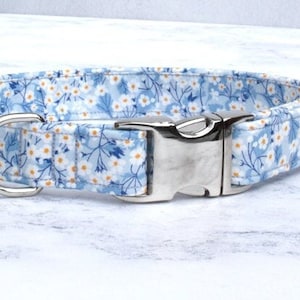 Girl Dog Collar, Blue Dog Collar, Floral Collar, Dog Collar, Liberty Fabric, Metal Buckle Collar, Beautiful Collar, Adjustable Collar, Dog