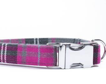 Tartan Dog Collar, Pink Dog Collar, Pink Plaid, Pink Tartan, Plaid Dog Collar, Leash, Dog Leash, Dog Lead, Fabric Dog Collar, Pet Gift, Dog