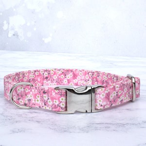 Liberty of London, Liberty Dog Collar, Tana Lawn, Pink Dog Collar, Metal Side Release Buckle, Jayne Elizabeth Design, Plastic Buckle, Dog,UK