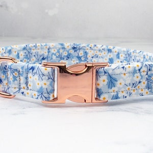 Dog Collar, Dog Lead, Collar and Lead, Daisy Collar, Flower Collar, Mitsi Liberty Fabric, Adjustable Dog Collar, Blue Dog Collar, Pretty Dog