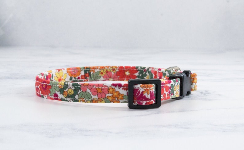 Cat Collar, Kitten Collar, Cute Cat Collar, Kitty Collar, Cat Gift, Safety Cat Collar, Breakaway Buckle, Bright, Sweet, Handmade, Fabric Cat image 1