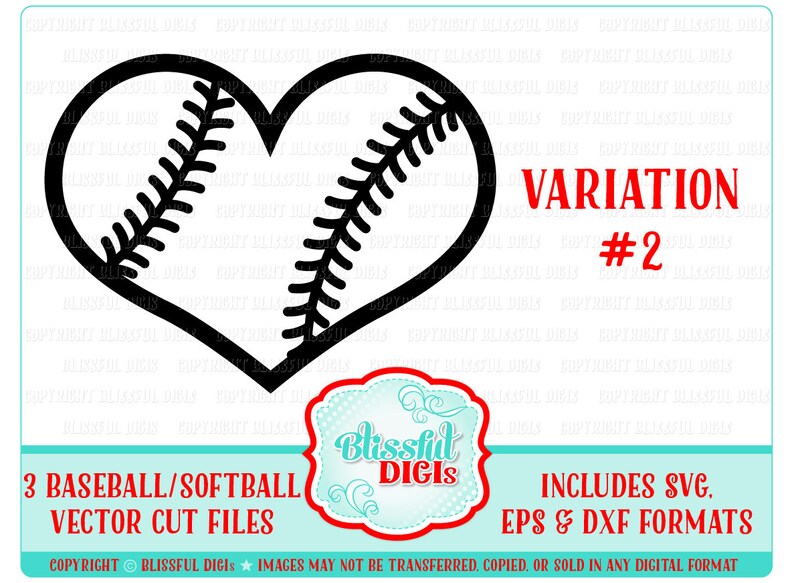 Baseball Softball Heart Vector Cut Files/Perfect for Decals Etsy