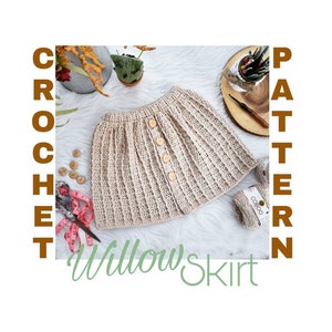 Crochet Skirt Pattern, skirt crochet pattern, crochet dress pattern, kids crochet pattern, crochet pattern skirt, button front skirt pattern image 1