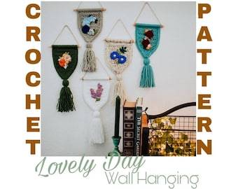 Crochet Flower Wall Hanging Pattern, crochet home decor pattern, floral crochet pattern, home decor crochet pattern, wall hanging pattern