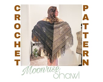 Moonrise Crochet Shawl Pattern: Two-Tone Design (Digital Download)