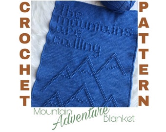 Crochet PATTERN: Mountain Adventure Blanket, home decor, rustic, minimalist, nature, woodland, pdf, instant download
