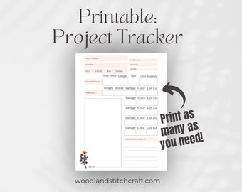 Project Tracker, crochet pattern tracker, knitting tracker, yarn tracker, crochet project tracker printable, printable crochet tracker