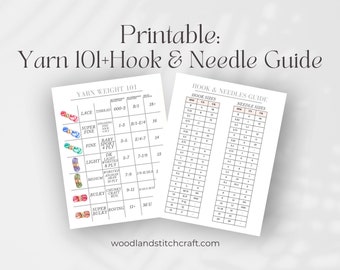 Crochet Resource Printable, yarn weight chart, crochet hook size chart, knitting needles size chart