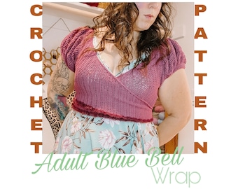 Crochet Wrap Pattern, top crochet pattern, cropped top pattern, puff sleeve crochet top pattern