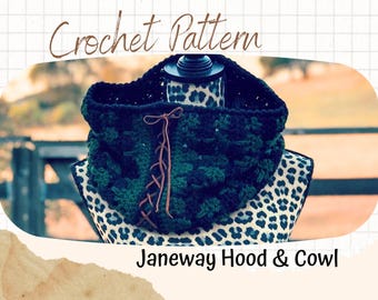 Crochet Corset Hood & Cowl Pattern, crochet hood pattern, hooded cowl crochet pattern, crochet scarf pattern, hood pattern