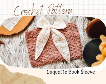 Coquette Crochet Book Sleeve Pattern: Shell Stitch Bow (PDF Pattern)