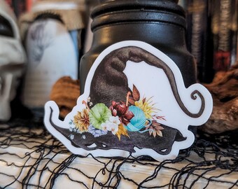 Stickers, crochet sticker, yarn stickers, witch sticker, crochet fall sticker, laptop decal, vinyl stickers, crafty stickers