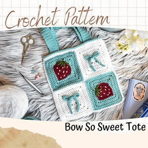 Strawberry Bow Crochet Tote Bag Pattern (Digital Download)