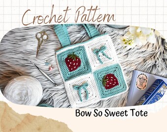 Patrón de bolso de crochet con lazo de fresa (descarga digital)