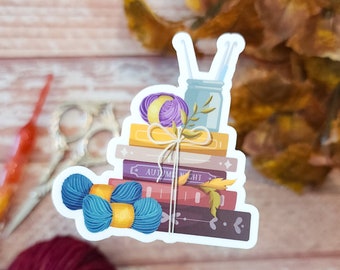 Books & Hooks Crochet Sticker: Yarn Lover Laptop Decal
