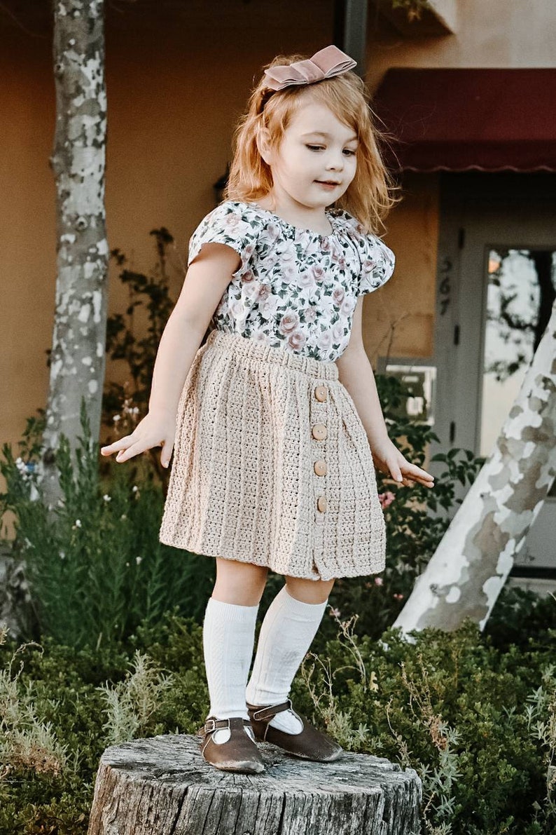 Crochet Skirt Pattern, skirt crochet pattern, crochet dress pattern, kids crochet pattern, crochet pattern skirt, button front skirt pattern image 5