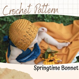 Springtime Bonnet Crochet Pattern: Lacy Round Bonnet (Digital Download)