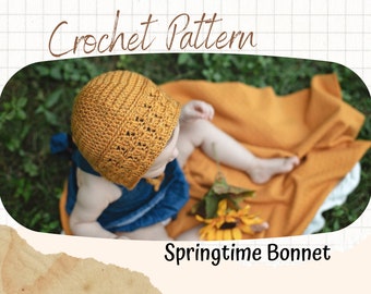 Crochet Pattern Bonnet, Crochet Bonnet Pattern, Bonnet Crochet Pattern, Round Bonnet Crochet Pattern, Lacy Bonnet Pattern, Bonnet Pattern