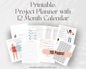 Full Printable Project Planner, crochet project tracker, knitting project tracker, yarn counter, crochet calendar, printable crochet planner