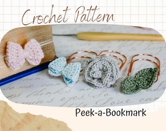 Crochet Bookmark Pattern: Bow, Rose & Sprout (PDF Pattern)
