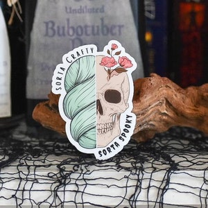 Sticker, crochet stickers, crochet hook sticker, skeleton sticker, crochet decal, yarn laptop sticker, tumbler decal, skull crochet decal