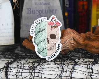 Sticker, crochet stickers, crochet hook sticker, skeleton sticker, crochet decal, yarn laptop sticker, tumbler decal, skull crochet decal